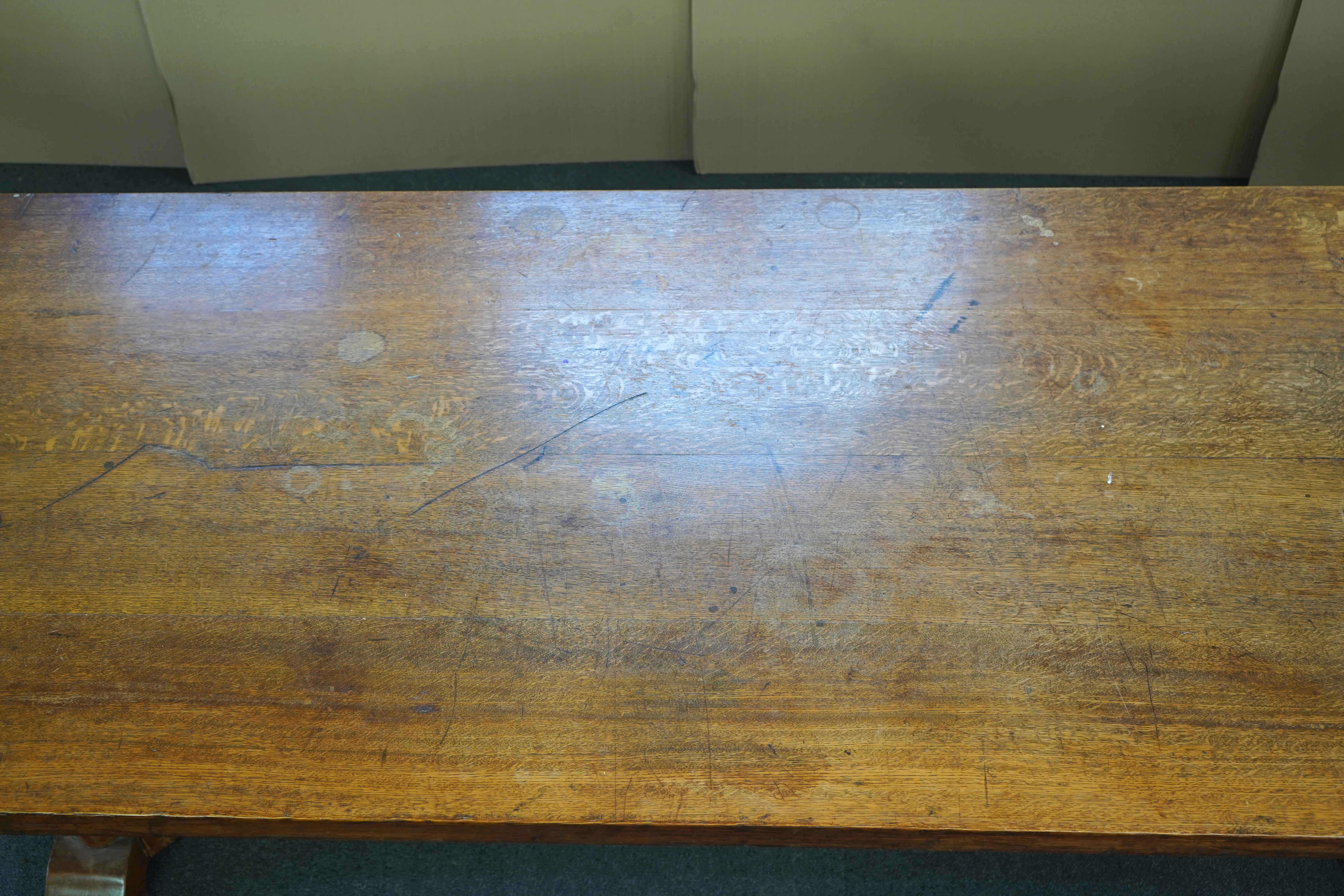 An Arts and Crafts oak refectory dining table